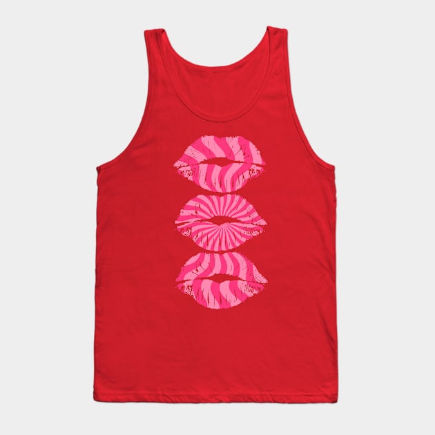 Pink Swirl Lips Tank Top by Adatude